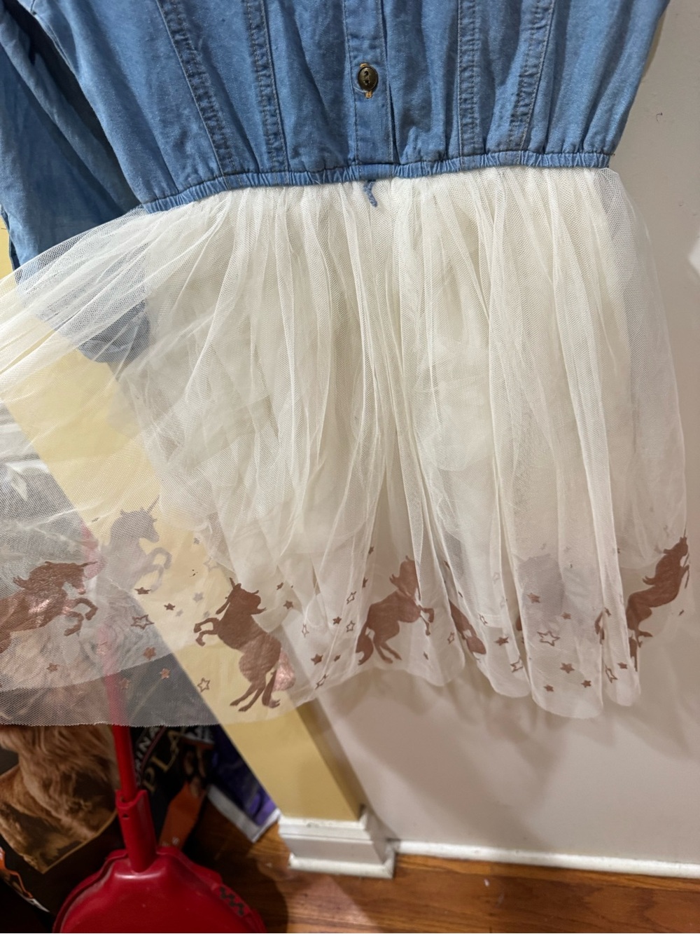 Pink Violet Light Wash Denim Button-Front Bodice - Picture 3 of 4